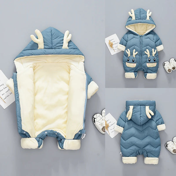 Macacão de Inverno com Capuz para Bebê OLEKID – Estampa de Cervo | Baby Life