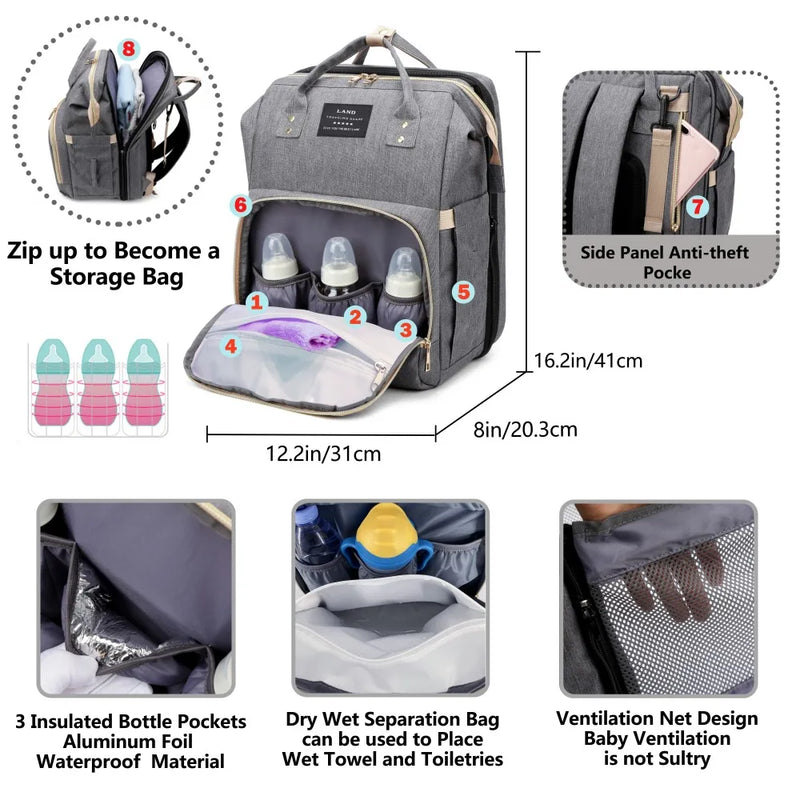 Mochila Fraldas Com Caminha e Trocador - Baby Life