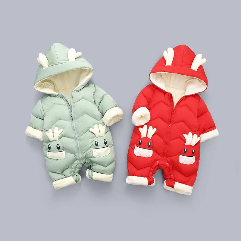 Macacão de Inverno com Capuz para Bebê OLEKID – Estampa de Cervo | Baby Life