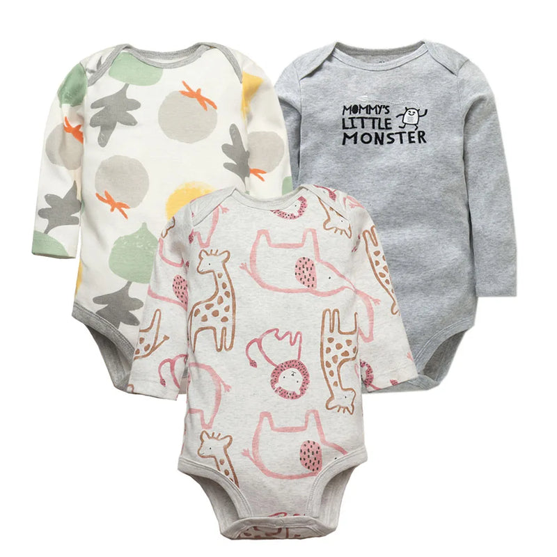 Kit de Bodys para Bebê da Baby Life - Algodão Macio e Estampas Fofas
