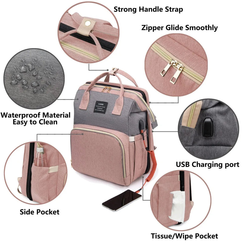 Mochila Fraldas Com Caminha e Trocador - Baby Life
